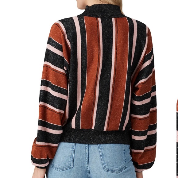 MINKPINK A Touch of Magic Sweater Striped Mock Neck XS - Picture 4 of 6